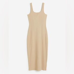 H&M Ribbed Bodycon Midi Dress – Beige – XL – NWT